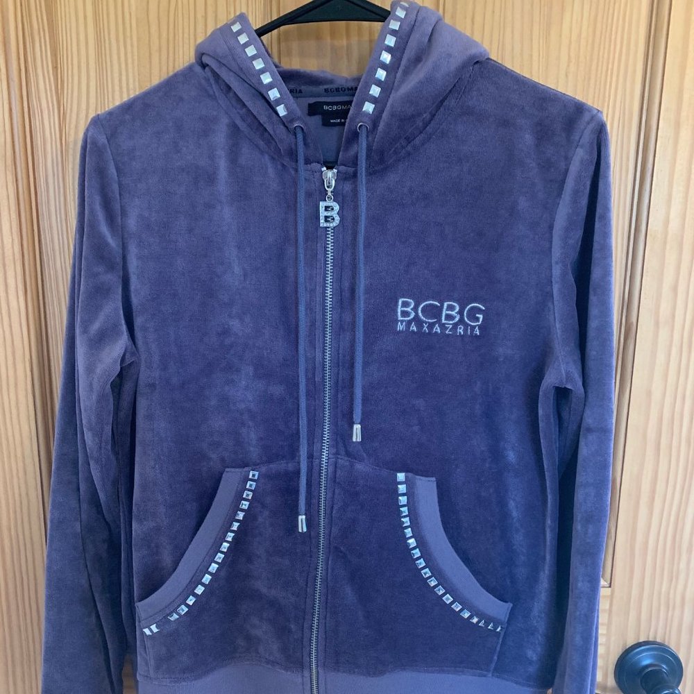 Women's BCBG Velour Purple Zip Up Track Jacket - M